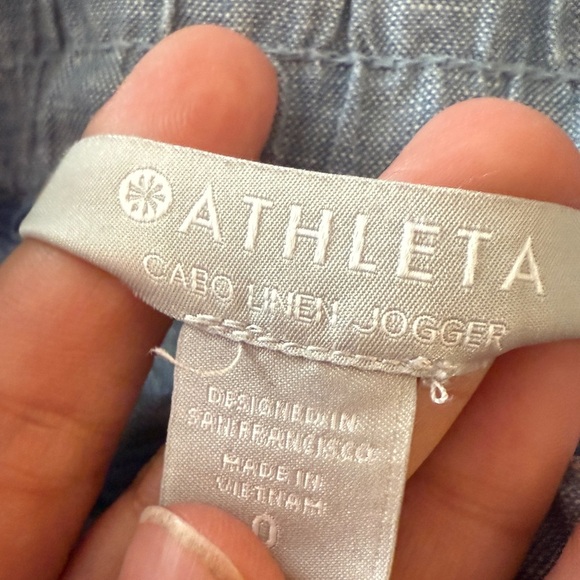 Athleta Cabo Lined Linen Light Blue Joggers - 0 - Picture 4 of 7